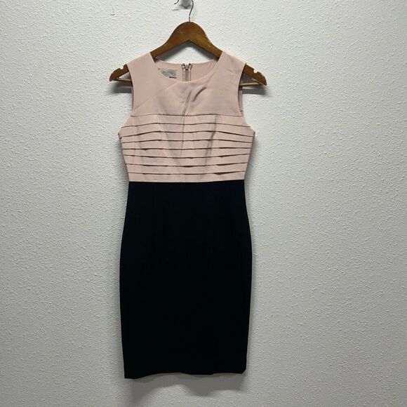 Hobbs Pink Black Colorblock Sleeveless Sheath Silk Dress Women's Size 2 - Picture 1 of 14